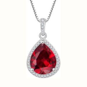 FJ Teardrop Pendant Necklace 925 Sterling Silver Birthstone Jewellery Gifts for Women Mom Wife Her