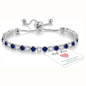 HEEYA Bracelet for Womens Sterling Silver Plated Tennis Bracelets Crystal Slider Bracelet Women Bracelet Diamond Zirconia Lady Bracelet Birthday Gifts for Mum Sisters with Cards, Silver/Rose Gold